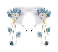 Easter Kitten Ears Cosplay Hair Hoop With Flower Woman Teens Headband For Live Broadcast Cartoon Carnivals Hairband Cosplay Headbands For Woman Headband Kitten Ear Shape Halloween Animals Ears With