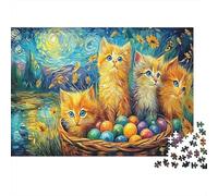 Easter Kittens 1000 Piece Eco-friendly Cardboard Kittens Eggs Custom Jigsaw Puzzle Adults Fun Family Game Holiday Relaxation Gifts 38x26cm/1000pcs