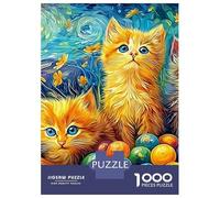 Easter Kittens 1000 Piece Recycled Cardboard Three Cats Puzzle, Concentration Training, Personalised Gift, Wall Decor & After-School Fun 70x50cm/1000pcs