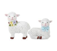 Easter Lamb Figurine - Decorative Animal Figurines, Home Sculpture Cartoon | Lying Down Standing Sheep Home Accent Statue, Spring Garden Resin Figurines Decoration for Garden, Balcony and Indoor Space