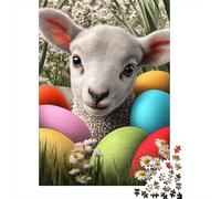 Easter Lamb with Eggs Jigsaw Puzzles Puzzle for Adults Kids. 1000 Piece Great Gifts Challenge Toy Educational Games Home Decoration for Educational Games Gifts 38x26cm/1000pcs