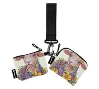 Easter Lamb Women Credit Card Case Coin Purse Thin Flat Wristlet Wallet Key Holder with Zipper Pocket for Lady 2 Pcs monedero y tarjetero para Mujer
