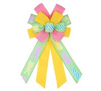 Easter Large Wreath Bows, Spring Easter Bunny Rabbit Bows for Wreath Bow Decoration Green Pink Yellow Wreath Ribbon Multilayer Bows for Front Door Tree Bows for Home Door Wall Spring Easter Party