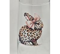 Easter Leopard Print Bunny Rabbit Glass Tumbler Drinking Glass Gift