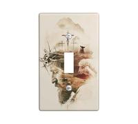 Easter Light Switch Cover Plate/Outlet Covers, Beige Jesus Crucifixion Lamb for Spiritual Wall Accents, Thermoplastic Wall Plates, Standard Size Single Toggle