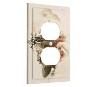Easter Light Switch Cover Plate/Outlet Covers, Beige Jesus Crucifixion Lamb for Spiritual Wall Accents, Thermoplastic Wall Plates, Standard Size Single Duplex Outlet