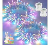 Easter Lights Battery Operated Twinkle Lights, 2 Pack 33FT 100LED Multicolor easter String Lights, 8 Modes Waterproof Pastel Light Indoor Outdoor, Fairy Lights for Room Garden Party Easter Decorations