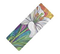 Easter Lily Happy Easter printed yoga mat for hot yoga for men, natural rubber non slip, with yoga mat storage tapete para ejercicio 71x26 inches
