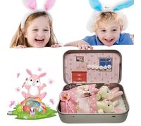 Easter Little Pocket Bunny in Tin Box,DIY Anxiety Relief Pet Adoption Toy Set,Mini Plush Hug Gift for Kids,Cute Desk Decor, Easter Basket Stuffer and Birthday Present (Pink)