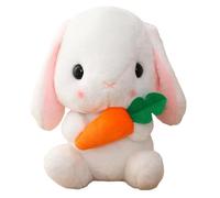 Easter Long-Eared Rabbit Stuffed Bunny with Carrot, Cute Soft Realistic Plush Toys for Toddler, Kids, Baby Shower (D, 22CM)