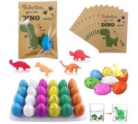 Easter Magic Hatching Growing Dinosaur Eggs, Hatching Dinosaur Eggs Valentines Cards for Kids Classroom Novelty Dino Toys Valentine Exchange Cards Gifts for Boy Girl Class Party Favors Treat (A-24Pcs)