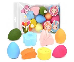 Easter Makeup Sponges Sets-12Pcs Bunny Chick Egg Beauty Blender Makeup Sponges for Powder Cream &Liquid,Super Soft & Latex-Free Beauty Cosmetic,Fun Easter Basket Fillers& Cute Gifts for Her,Wife,Women