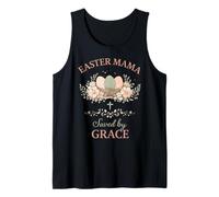 Easter Mama Saved by Grace Floral Faith Quote Design Tank Top