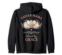 Easter Mama Saved by Grace Floral Faith Quote Design Zip Hoodie