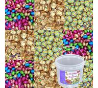 Easter Milk Chocolate Foiled Mini Eggs & Gold Easter Bunnies with Gift Tub 1kg - 2026 Delicious Chocolate collection