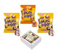 Easter Mini Eggs Mixed Chocolates Bags With Gift Box - Milk Chocolate & Orange Flavoured Mini Eggs Bags - cdb (3 x Mixed Egg Bags)