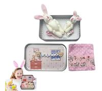 Easter Mini Plush Bunny Play, Little Pocket Bunny, Cute Rabbit Plush Toy in a Tin, Pocket Sized Portable Easter Toy, DIY Pet Rabbit Adoption, Easter Basket Stuffer for Children (Pink)