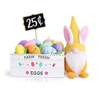 Easter Mini Wood Crate Decoration Set, Miniature Wooden Decorative Crate with Wood Sign Easters Eggs Bunny Gnome, Easter Farmhouse Table Centerpieces for Spring Home Tiered Tray Party Favor