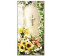 Easter Money Wallet 3 Fold Card with Floral Cross Design, 8.5 x 17 cm