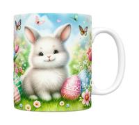 Easter Mug, Colorful Drinking, Festive Design Vibrant Colors Ceramic Material Microwave Safe Dishwasher Friendly Ergonomic Handle, Grip Teacup for Hot Cocoa Coffee Milk Tea