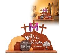 Easter Nativity Scene Jesus Figure Made of Solid Wood with Empty Grave - Christian Easter Decoration Handmade Wooden Sculpture for Easter, Christening, Communion - Table Decoration for Living Room