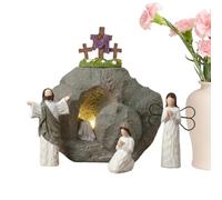 Easter Nativity Scene Set Christian Empty Grave Scene Religious Resurrection Statue Decoration for Mantle Faith Decoration Biblical Story Figurines Style Decoration for Church and Home