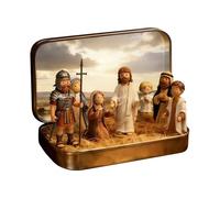 Easter Nativity Set | Pocket Jesus Mini Figure | Mini Easter Jesus Classic Scenes | Miniature Easters Crucifixion & Resurrection Scene In A Tin Box | Miniature Religious Doll Set for Tabletop