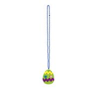 Easter Necklace Spring Family Reunion Photo Decorations Bunny Egg Party Electroplated Bead Chain (C, 49.6cm)