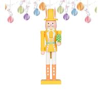 Easter Nutcracker,Wooden Bunny Nutcracker Figures,Decorative Figurine Decor,Wooden Figures,Home Office Easter Decor,Spring Festival Party Gift,for Tabletop Mantel Fireplace Stair Porch Outdoor Cabinet