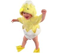 Easter Outfit Girl Boy Toddler Chicken Costume Set Cosplay Animal Costume Fleece Hooded Romper Bodysuits Pants Foot Sleeve Outfits My First Easter Baby Girl Outfit Newborn Easter (Yellow, 6-12 Months)
