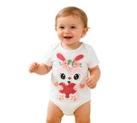 Easter Outfits Baby Girls Boys Bunny Jumpsuit Bodysuit Romper Short Sleeve Crewneck Cartoon EasterRabbit Print Baby Romper Cute Summer Bodysuits My First Easter Baby Girl Outfit White