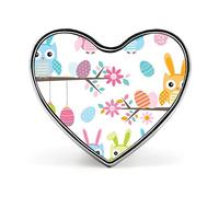 Easter Owl Cartoon Style Flowers Eggs Seamless on White Heart Brooch Pin, Unisex Smooth Surface Lapel Tie Pin, Lightweight Badge Jewelry Crafts Decor for Costume Accessory Men Women