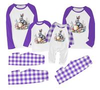 Easter Pajamas for Family, Matching Pjs for Couples, Cute Easter Eggs Rabbit Print, 2025 Matching Easter Pajamas for Family, Holiday Family Matching Pajamas Set