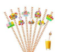 Easter Paper Straws,24 Packs Bunny Egg Pattern Drinking Straws Paper Cocktail Straws for Restaurant Home Bar Easter Party Juice Coffee Cold Drink Accessories