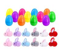 Easter Party Bag Fillers,Prefilled Easter Eggs with Bunny Plush,Easters Eggs Soft Toy Surprise Hunts Filled Mini Stuffed Animal Multicolour Spring Holiday Decorations Ready to Use Easters Egg Set (24)