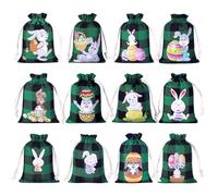 Easter Party Bags,12-pieces Cute Bunny Design Sack - Burlap Bags with Drawstring,for Holiday Wedding Party Bridesmaid Coworkers Guests Christmas Easter