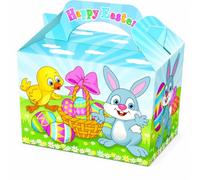 Easter Party Food Boxes with Handles - Easter Egg Hunt Treat Boxes, Easter Bunny & Chick Gift Boxes for Children, Party Favours, Sweets, Snacks & Gifts - 15 x 10 x 12cm