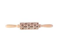 Easter Pattern Rabbit Egg Carrot Chicken Embossing Wooden Stamp Rolling Pin Baking Biscuit Fondant Cake Textured Roller Rolling Pin for Cookie Fondant Dough Pastry for Engraved Stick