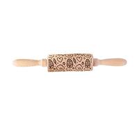 Easter Pattern Rabbit Egg Carrot Chicken Embossing Wooden Stamp Rolling Pin Baking Biscuit Fondant Cake Textured Roller Rolling Pin for Cookie Fondant Dough Pastry for Engraved Stick