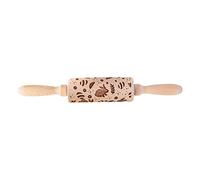Easter Pattern Rabbit Egg Carrot Chicken Embossing Wooden Stamp Rolling Pin Baking Biscuit Fondant Cake Textured Roller Rolling Pin for Cookie Fondant Dough Pastry for Engraved Stick