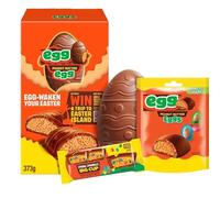 Easter Peanut Butter Half Filled Egg 373g - Milk Chocolate Egg with Peanut Butter Creme, Includes 1 Half Filled Egg, 1 Mini Eggs Bag & 1 Big Cup with Easter Sprinkles - Res