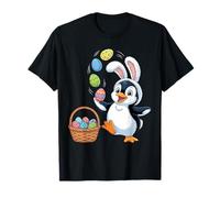 Easter Penguin Bunny Ears Eggs Basket Cute Men Women Kids T-Shirt