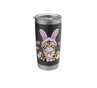 Easter Persian Cat Kitty Rabbit Ears and Eggs Boys Men Women Stainless Steel Insulated Tumbler