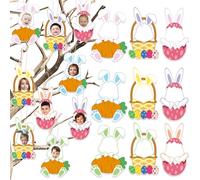 Easter Photo Booth Prop Frame - With 18 Packs Photo Booth Props, Bunny Rabbite Selfie Inflatable Blow Up Photo Frame, Funny DIY Eeaster Party Props for Kids Family Party Decorations Supplies
