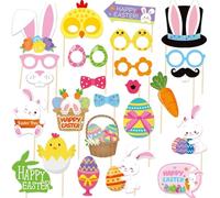 Easter Photo Booth Props for Photoshoot, Happy Easter Photo Props Egg Bunny Selfie Photobooth Props, Spring Photography for Easter Party Decorations, Little DIY 25 Pcs