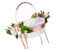 Easter Picnics Basket With Artificial Flower Eggs Decoration For Family Fun And Outdoor Adventures Parks Backyards Event Easter Egg Basket