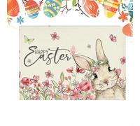 Easter Places - Rabbit Table Notes | Rabbit Placemat, Dining Room Mat Decoration, Linen Easter Track Spring Table Decoration For Indoor Outdoor Kitchen