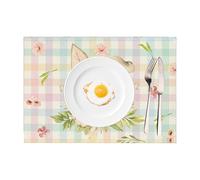 Easter Places - Rabbit Table Notes | Rabbit Placemat, Dining Room Mat Decoration, Linen Easter Track Spring Table Decoration For Indoor Outdoor Kitchen