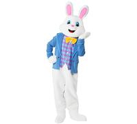 Easter Plush Bunny Costume Blue Suit Rabbit 5 Pcs Deluxe set Adult Man Women Mascot Outfits, Multicolor, S-M
