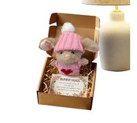 Easter Plush Bunny Hug - Cute Mini Bunny Hug In A Box | Portable Hugging Companion Doll Easter Present | Small Stuffed Animal Toys with Greeting Card for Kids Adults Friends (C)